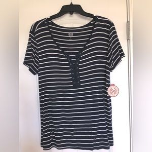 SO Authentic American Heritage Women’s Short Sleeve Criss Cross V-Neck